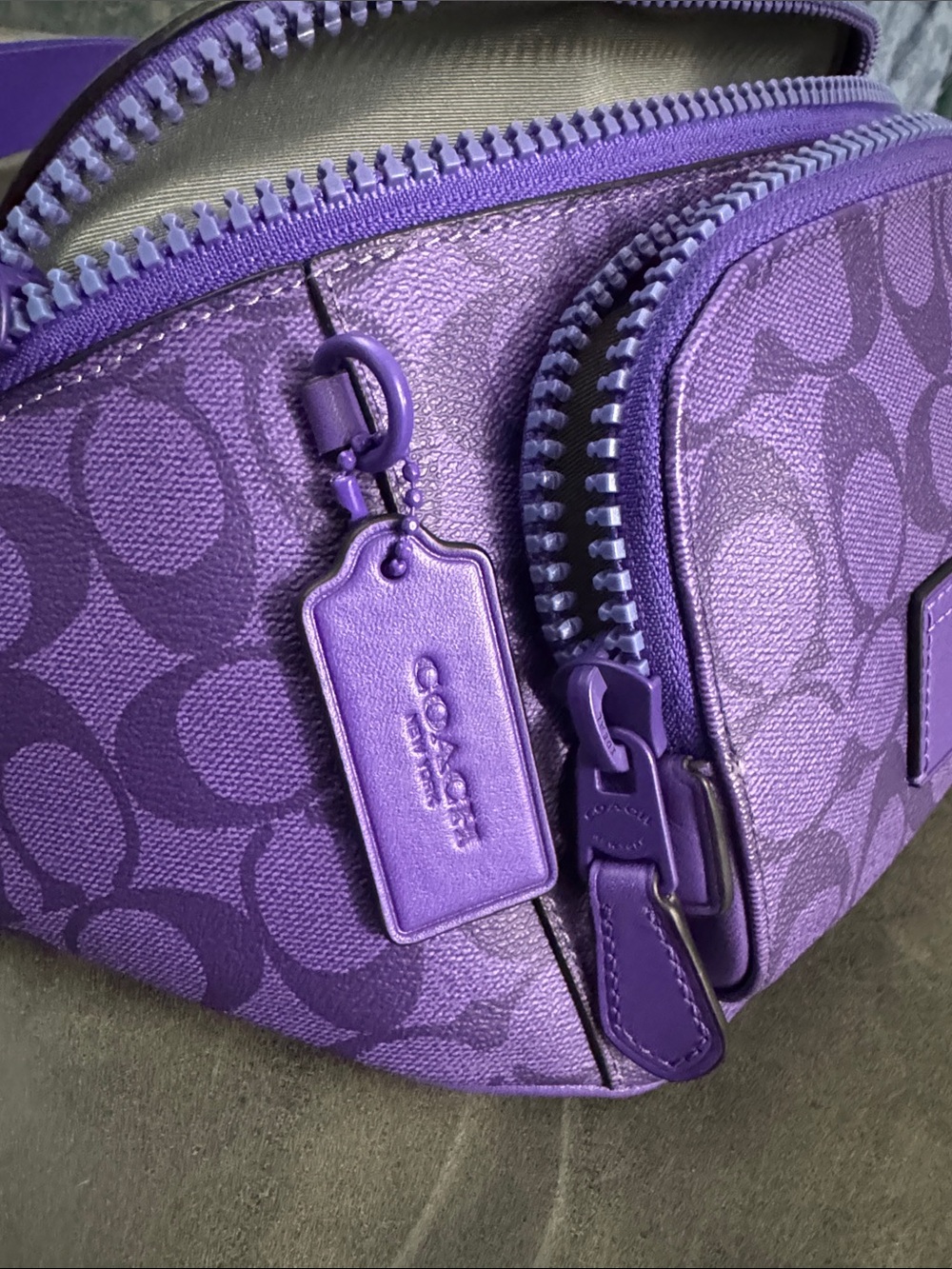 Coach Purple Signature Canvas and Leather Belt Bag - Picture 2 of 14
